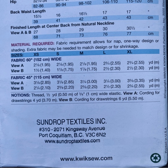 KWIK SEW 3624 BRAND NEW jacket sewing pattern Never opened rare find - Picture 4 of 4